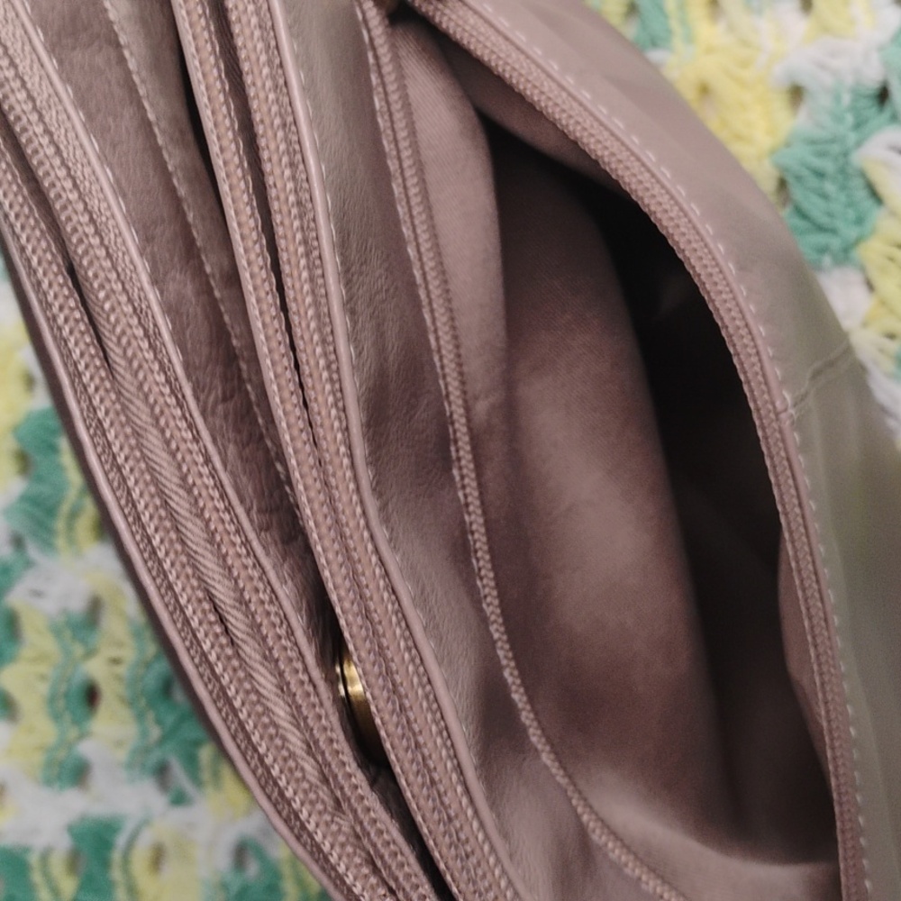 Elegant Taupe Shoulder Leather Bag - Picture 9 of 11